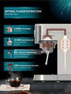 Gevi Compact Espresso Coffee Machine with Milk Steam Wand GECME418EA-U