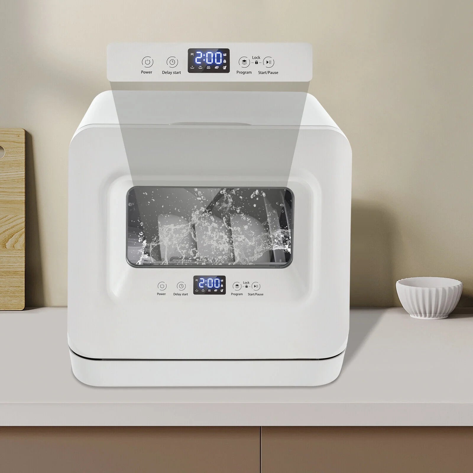 785W Portable Dishwasher, Leak-Proof, Air Dry, IPX1 Waterproof, 3-in-1 Mini Dishwasher with Water Tank for Kitchen