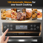 Sunmaki Single Wall Oven 24 Inch Electric Built-in Convection Oven 2.5 Cu.Ft 240V LED Digital Display Touch Control Timer Alarm Clock Child Lock for Kitchen, 2800W