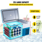 BENTISM 22L Portable Car Refrigerator, 23 Quart RV Fridge, 12/24V DC & 110-240V AC Vehicle Car Truck Boat Mini Electric Cooler for Driving Travel Fishing Outdoor and Home Use