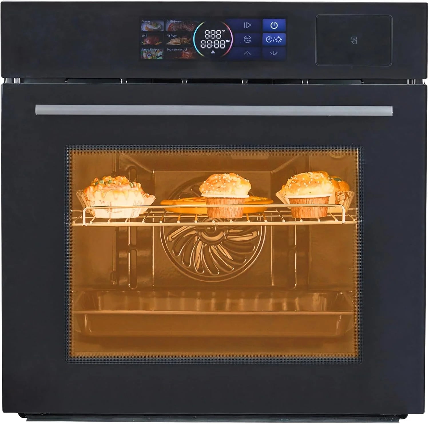 Luku Single Wall Oven, 2.5Cu.Ft, 3000W - Air Frying, 8 Baking Modes, Steam & Grill, Colorful LED Screen