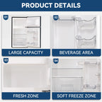 Frestec 3.2 cu. Ft.  Double Door mini fridge Compact Refrigerator, Black