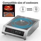Chushifu  Induction Cooktop 1800W 85V~120V Commercial Grade Hot Plate Electric Stove Countertop Burners for Cooking Professional Heater 18-hours Timer