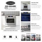 Cosmo COS-305AERC 30 in. Stainless Steel Electric Range with Convection Oven
