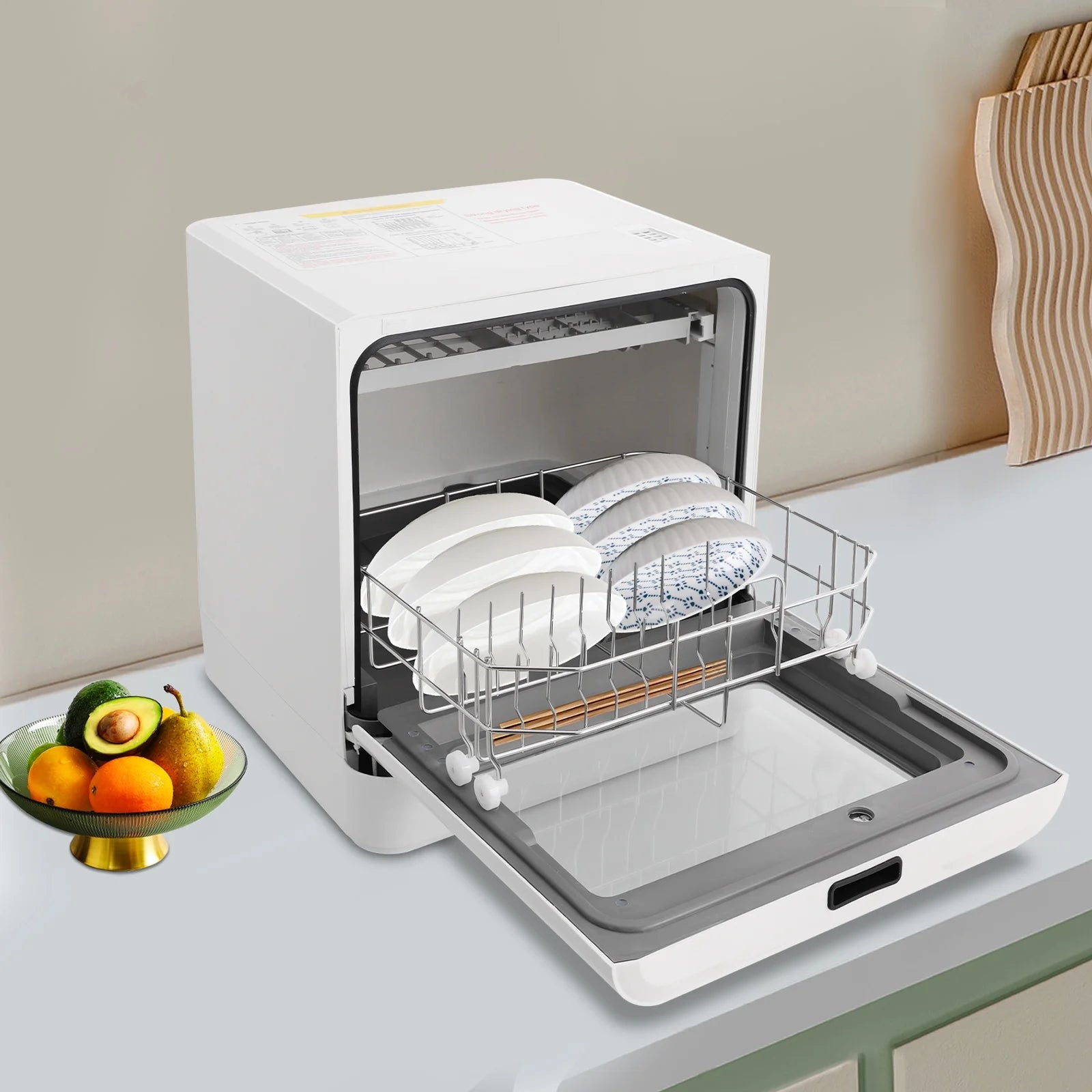 White Portable Mini Dishwasher, Countertop Dishwasher, Household Mini Dishwasher for Homes, Apartments