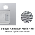 CIARRA Insert Range Hood 20 inch 450 CFM with Push Button Control Stainless Steel CAS913E52