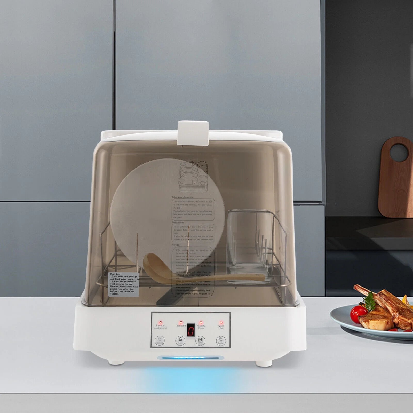 TFCFL 800W Portable Mini Dishwasher Countertop Dish Washing Machine w/ Washing Programs