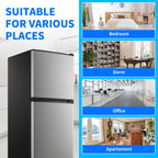 2 Door Mini Fridge with Freezer,4.5 Cu.ft.,5 Adjustable Thermostat & 4 Removable Glass Shelves