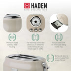 Haden 12 Cup Coffee Maker with 2 Slice Stainless Steel Bread Toaster, White