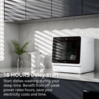 Hermitlux Portable Countertop Dishwasher, 5 Washing Programs, 5L Built-in Water Tank and Air-Dry Function, HMX-DW03