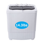 Compact Portable Washing Machine,Mini Compact Twin Tub with Built-in Drain Pump Washer 14.3Lbs Semi-automatic Spinner