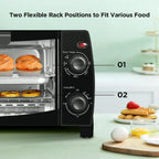 COMFEE' Mini 2-Slice Toaster Oven, Countertop toaster oven, 2-Knobs Easy to Control with Timer for Bake, Broil, Toast, 1000W, Black/White (CO-B08AA(BK))