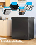 DISHUP 10.0 Cu.Ft Chest Freezer, Small Deep Freezer with Removable Basket, Adjustable Temperature, for Home/Office/Garage/Bar