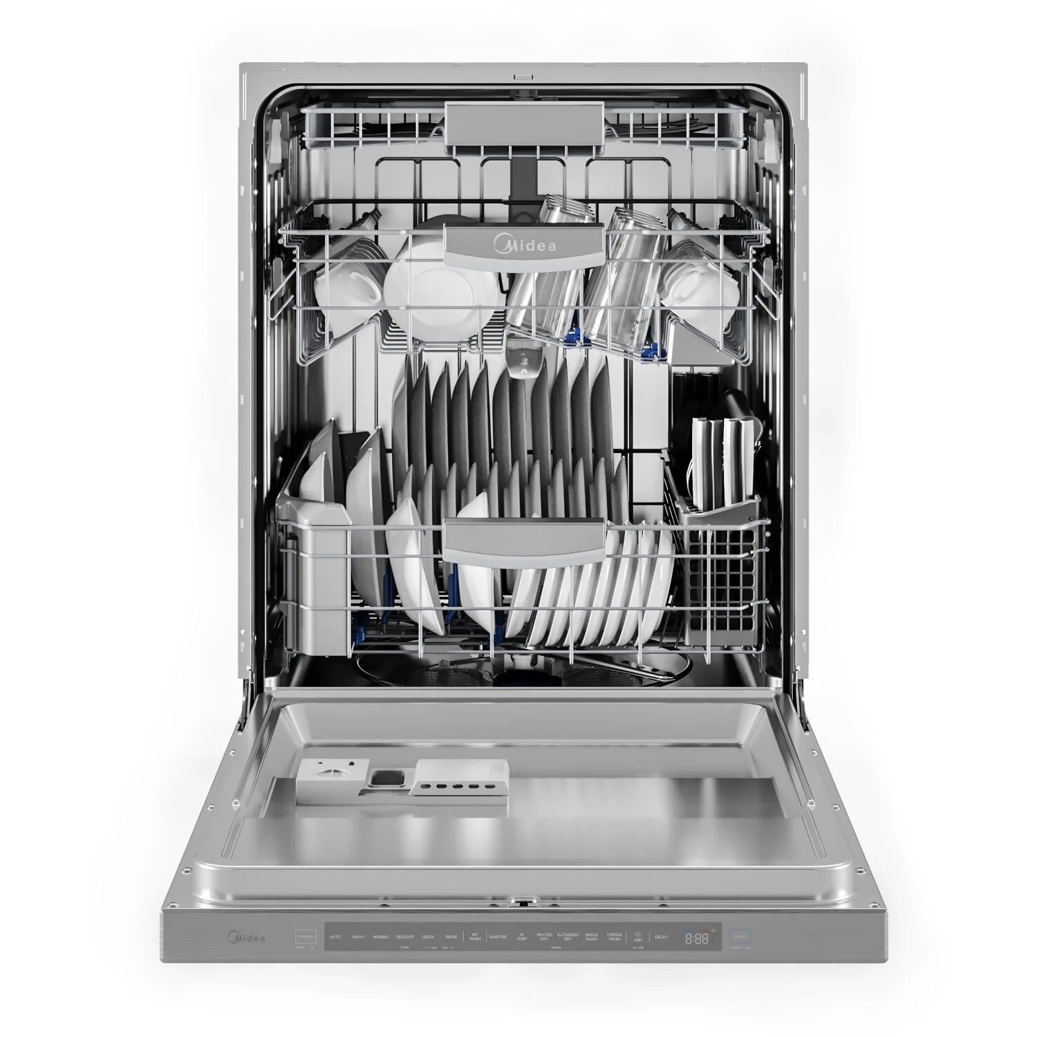 Midea Ultra-Quiet, Built-in dishwasher with Wi-Fi and Targeted Wash Zones, MDT24P5AST, Stainless Steel