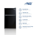 Arctic King 3.2 Cu ft Two Door Mini Fridge with Freezer, Stainless Steel, E-Star