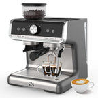 Espresso Coffee Machine with Grinder, 20 Bar Semi-Automatic Espresso Maker with Milk Frother Steamer Wand for Cappuccino, Latte, Macchiato, 2.8 L Water Tank, PID Temperature Control