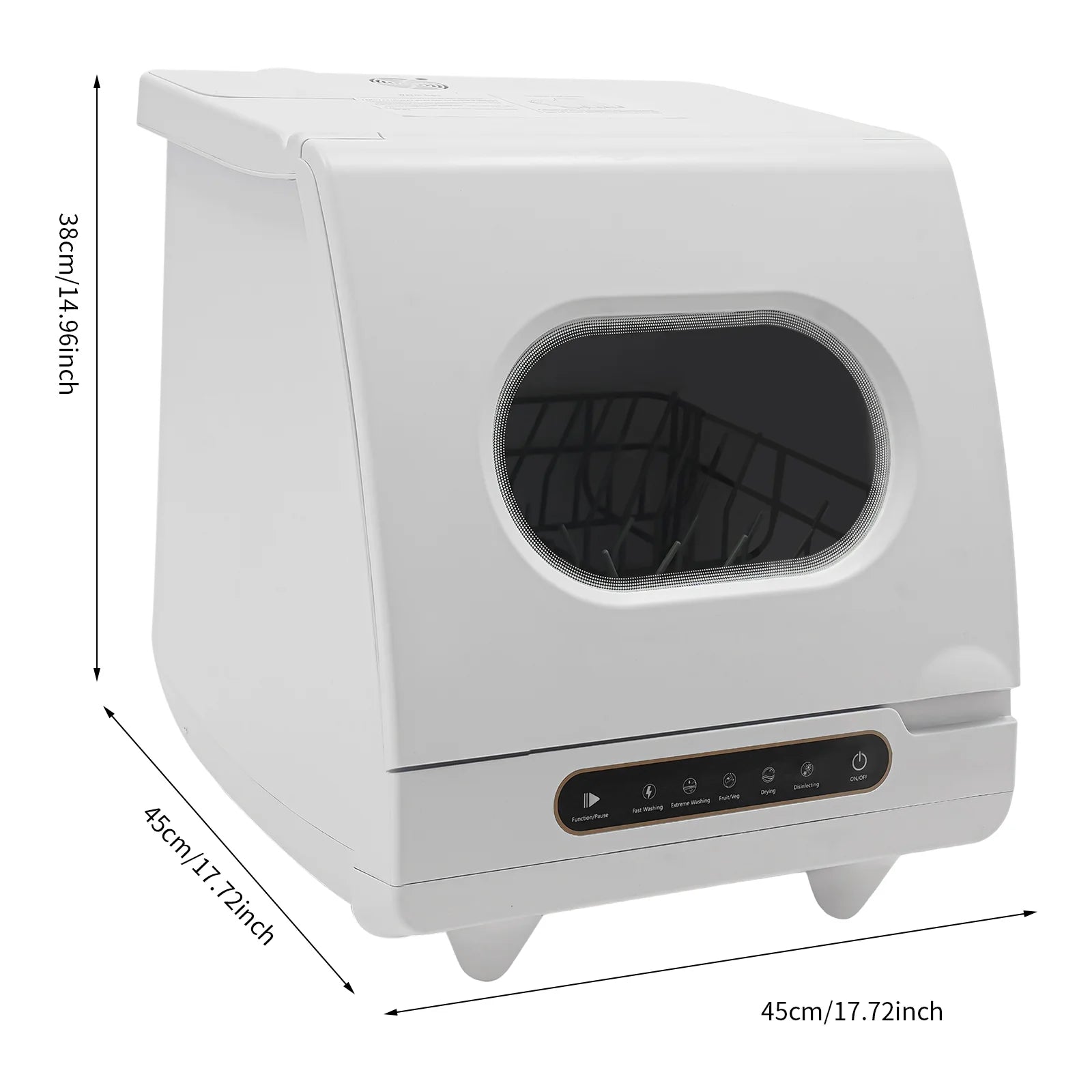 Flip-top Dishwasher White 5 intelligent washing functions Portable Countertop Dishwasher Compact  Low Noise Mini Dishwasher with Water Tank Leak-Proof Dry