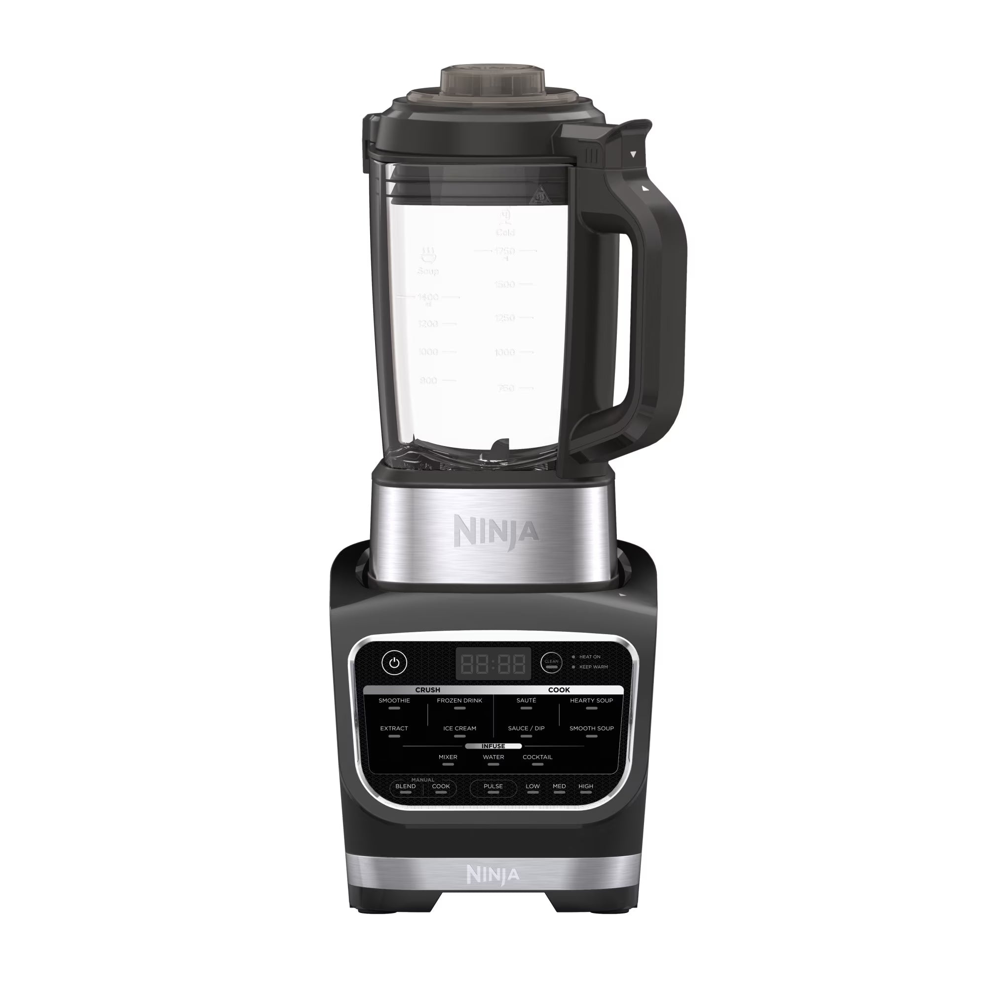 Ninja Foody Cold & Hot Cook Hot Soups, Sauces and Dips Blender with 1400 Peak Watts to Crush Frozen Drinks & Smoothies Nonstick Glass Pitcher (HB152), 64 oz, Black