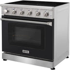 KOSTCH 36 inch Electric Range, 5-Burner Cooktop with 6.0 cu ft Convection Oven, Glass Top, in Stainless Steel