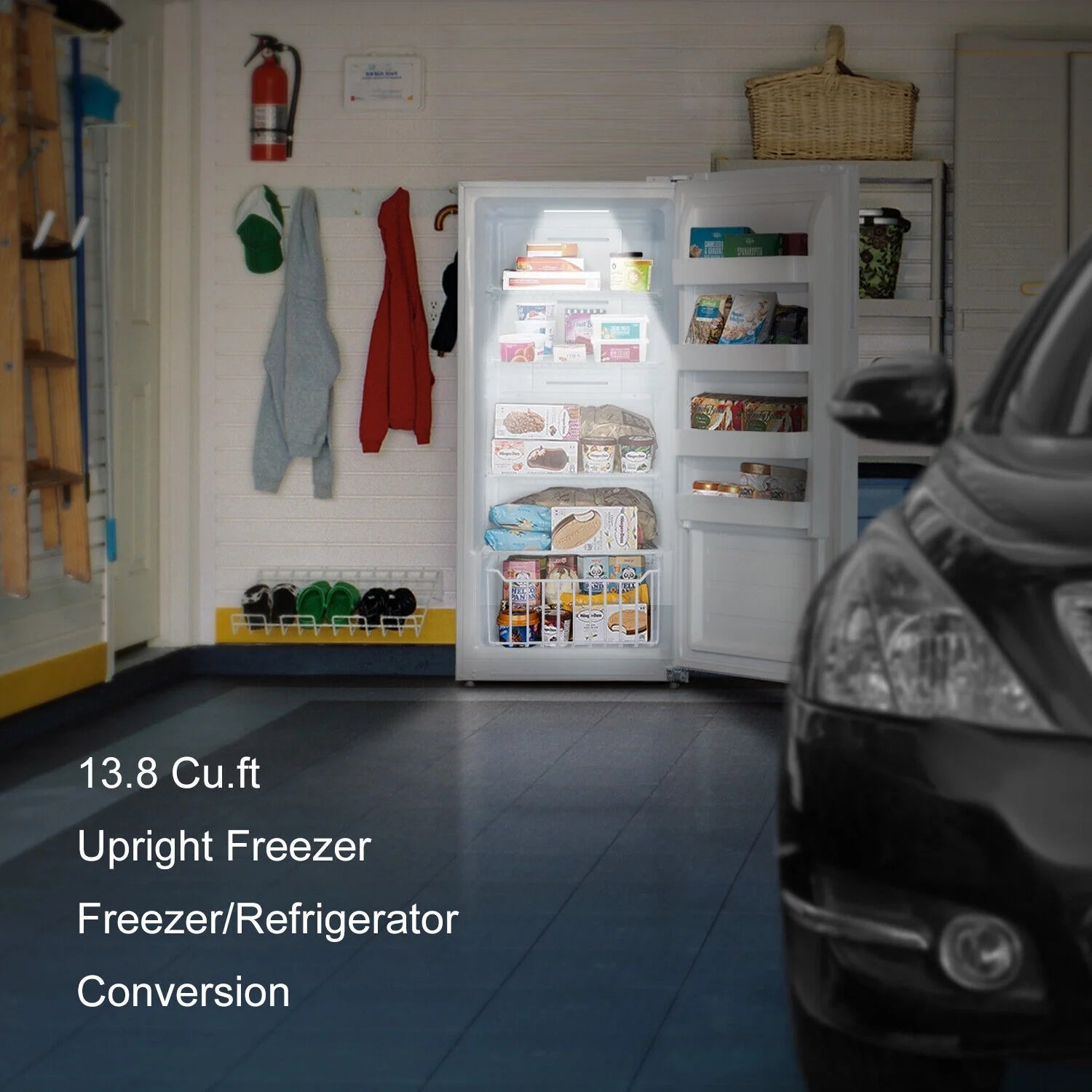 Smad 13.8 Cu ft Refrigerator White Freestanding Upright Counter Depth Freezer Garage Ready