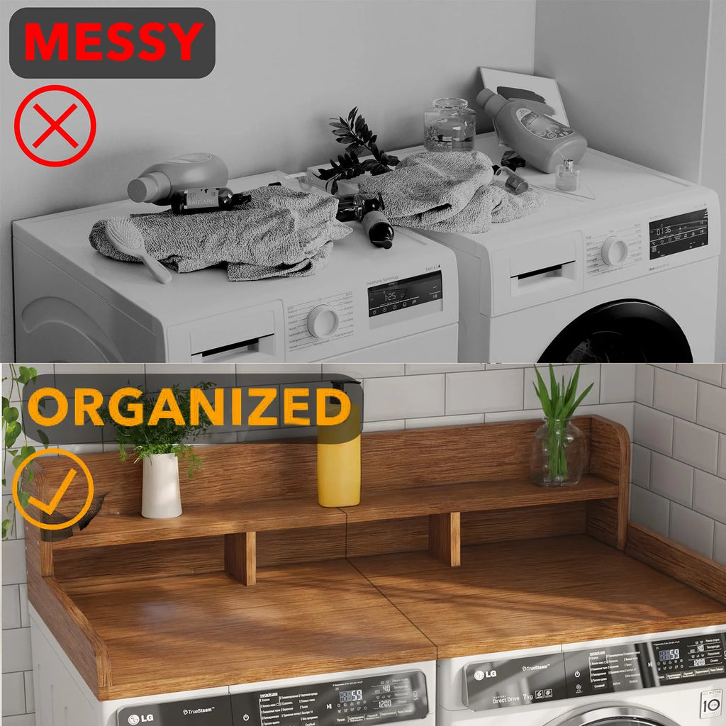 Washer Dryer Countertop with Non-slip Pads,Depth Double Layer Organizer for Washer and Dryer Laundry Hamper Counter Storage,Gray�� Matte