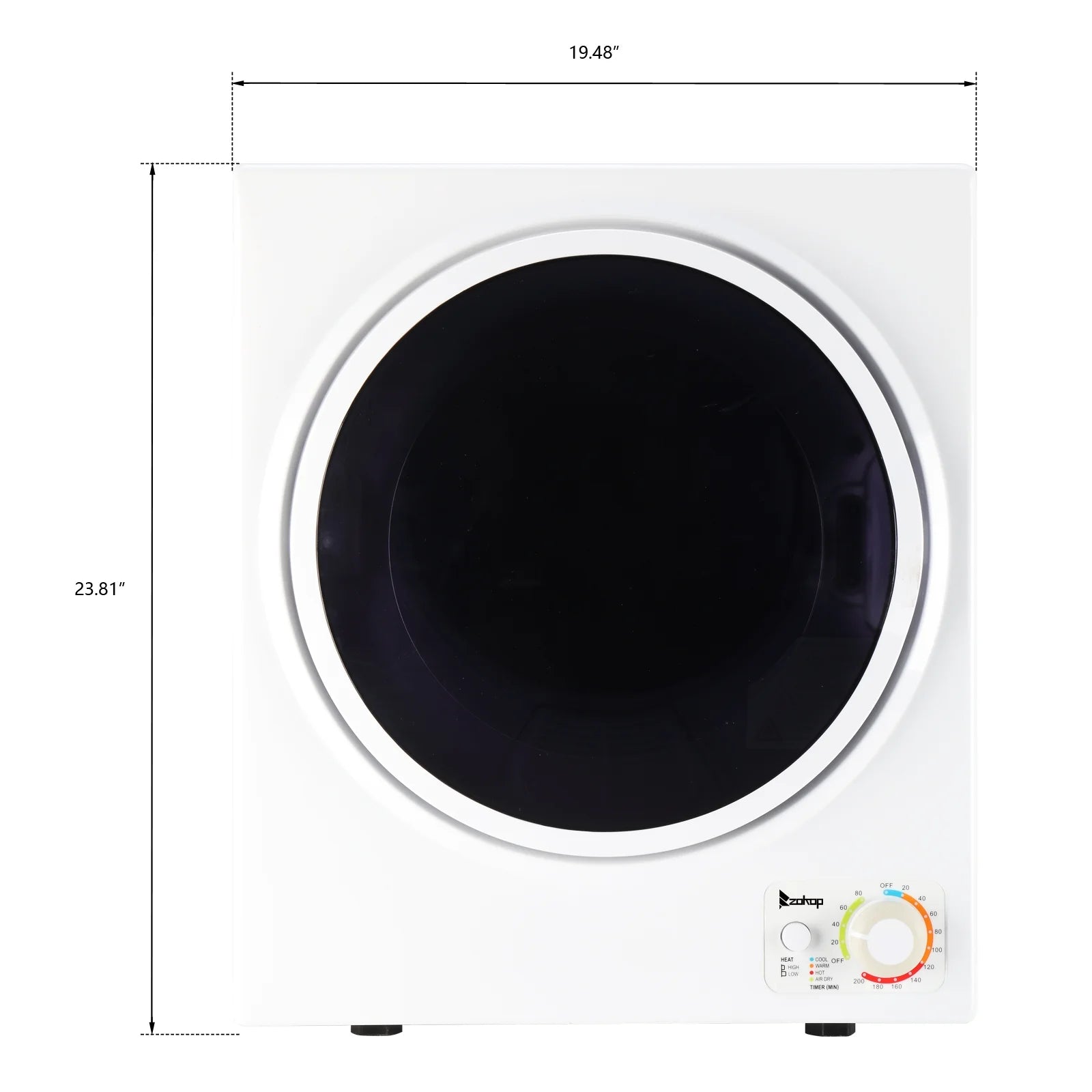 GYM25-78 Compact Portable Household clothes Dryer 1.6cuft with Stainless Steel Drum Black and White 120V MECHANICAL Control ETL Certification