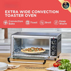 8-Slice Extra Wide Convection Toaster Oven, Fits 9"x13" Oven Pans and 12" Pizza, Bake, Toast, Broil, and Keep Warm Functions, Countertop Compact Design with Stainless Steel Finish