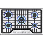 30 inch Gas Cooktop, Bulit-in Gas Stove Top with 5 Burner, NG/LPG Convertible Cooktops, 5 Burner Propane Cooktop with Thermocouple Protection, Stainless Steel