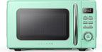 Galanz Retro Countertop Microwave Oven with Auto Cook & Reheat, Defrost, Quick Start Functions, Easy Clean with Glass Turntable, Pull Handle, .9 cu ft, Black