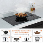 Homtone 30 Inch Electric Cooktop 4 Burners Built-in Electric Stovetop -Timer & Child Safety Lock