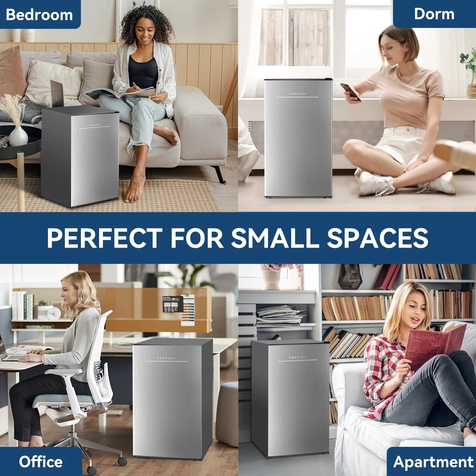 3.1 Cubic Feet Freestanding Mini Fridge Compact refrigerator grey