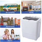 Portable Washing Machine, YOFE Compact Mini Washing Machine, Semi-automatic Washing Machine, Portable Mini Twin Tub Washing Machine for Camping Apartments, Washer(7.7lbs) /Spiner(6.6lbs), Gray, R4861
