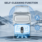 Auseo 45lbs/24H Ice Maker Countertop, 1.5+0.5L Large Water Tank, Cube Ice, Self-Cleaning,  24H Timer, Customizable Ice Making Time, Black