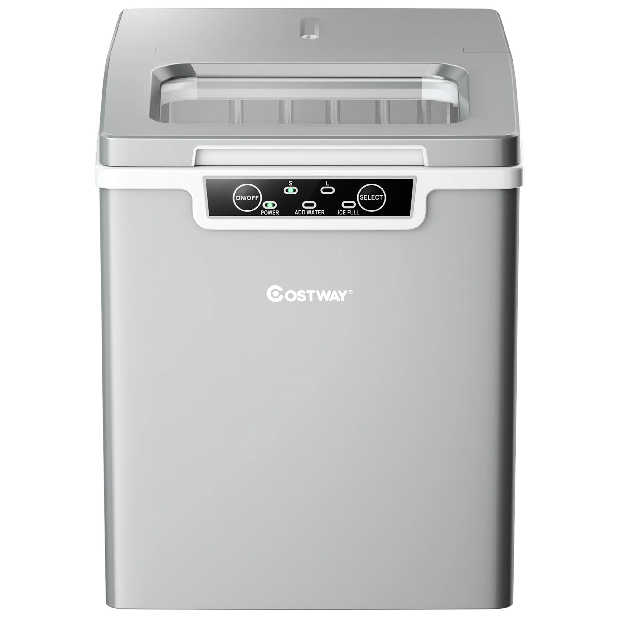 Costway Ice Maker Machine Countertop 26Lbs/24H Portable W/Scoop & Basket Silver