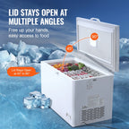 KFFKFF 12.8 Cu.ft / 345 L  Top-Open Chest Freezer with 7-SpeedTemperature Control 4 Removable Storage Baskets, Freestanding 6 Wheels