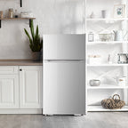 CALLIEVER Compact Mini Fridge with Freezer, 3.5 Cu.Ft 2-Door Refrigerator �C Ideal for Dorm, Office, Bedroom �C 7 Temp Settings, Adjustable Shelves,Silver