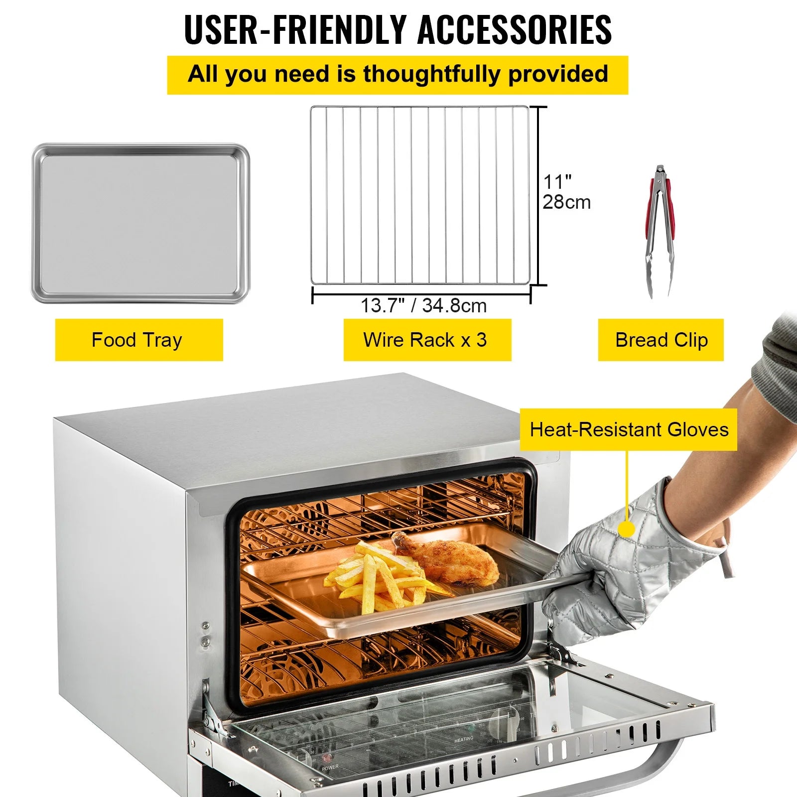BENTISM Countertop Convection Oven Commercial Toaster Baker Stainless 19Qt 120V