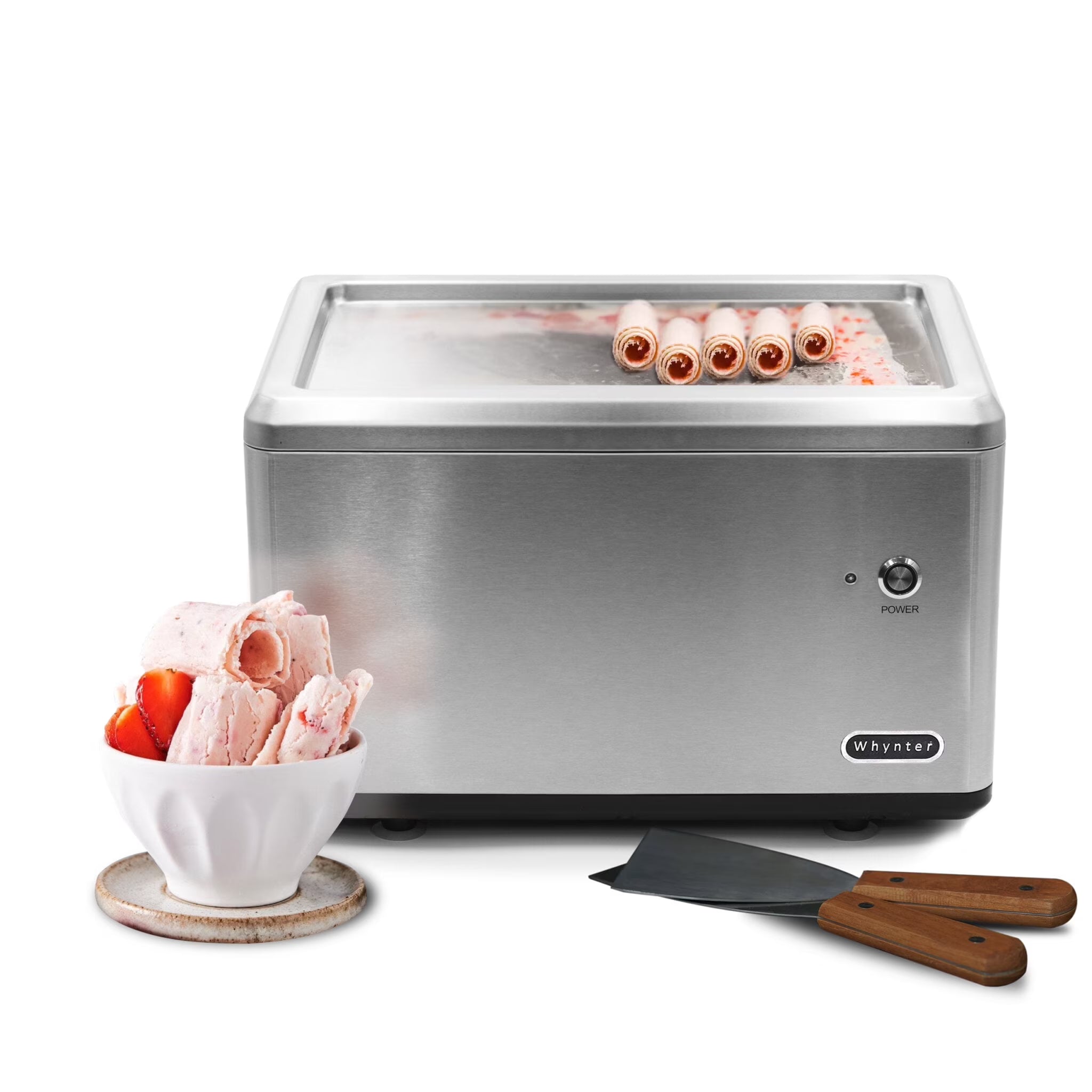 Whynter ICR-300SS Portable Instant Automatic Compressor Ice Cream Maker Frozen Pan Roller in Stainless Steel