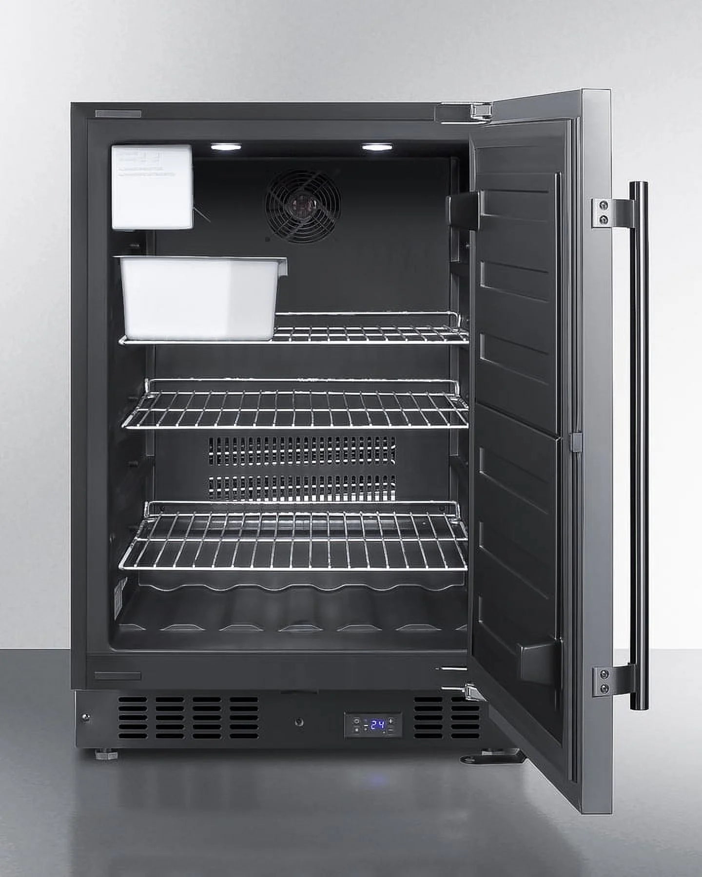 24" Wide Built-In All-Freezer With Icemaker, Black Cabinet