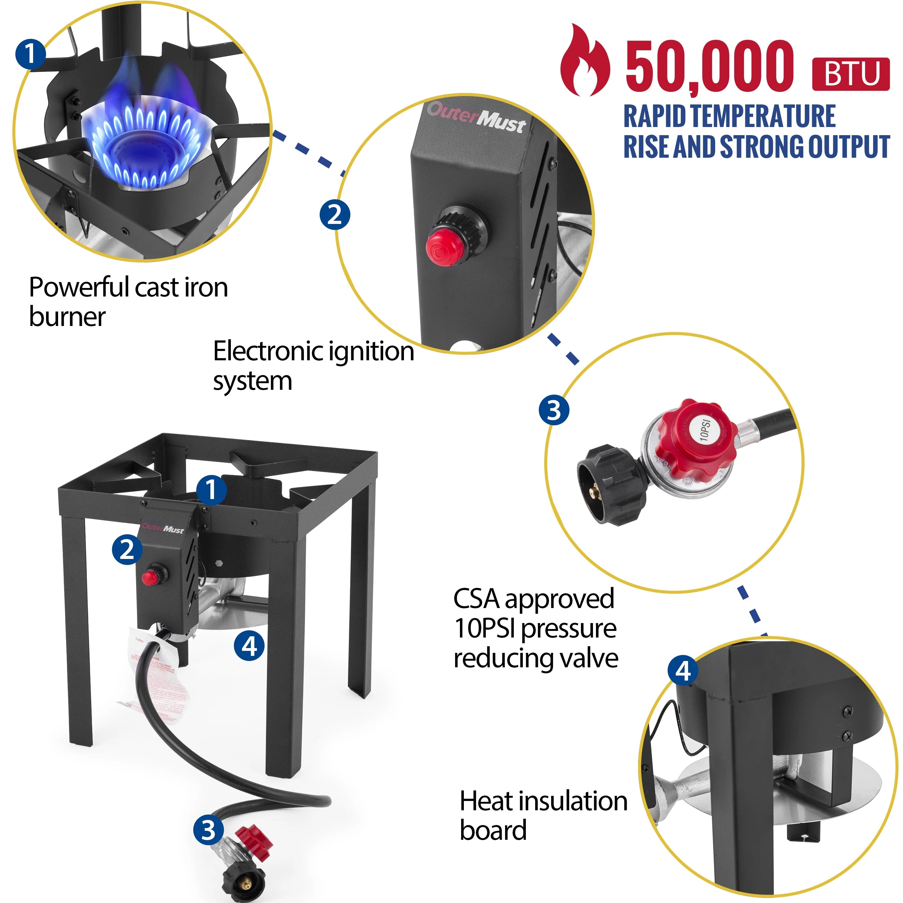 OuterMust 30Qt.?Outdoor Turkey Fryer with Basket and 11 Qt. Fish Fryer, 50,000 BTU Propane Aluminum Deep Turkey Fryer Kit
