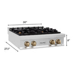 ZLINE 30 in. Autograph Edition Rangetop in DuraSnow Stainless Steel with Matte Black Accents (RTSZ-30-MB)