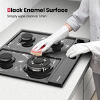 GASLAND GH60EF 24" Built-in Gas Stove Top, Black Ename Gas Cooktop with Griddle, 4 Sealed Burners, ETL