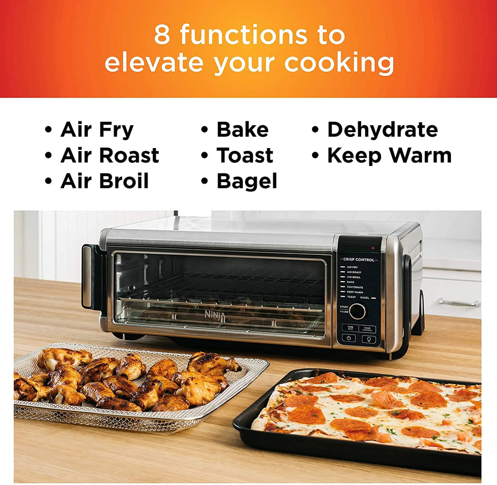 Restored Ninja SP101 Foodi 8-in-1 Digital Air Fry, Large Toaster Oven, Flip-Away for Storage, Dehydrate, Keep Warm, 1800 Watts, XL Capacity, (Stainless Steel) (Refurbished)