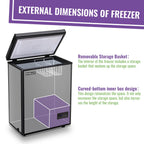 DEMULLER Deep Chest Freezer Mini Freezer with Electronic Display Screen 2 Removable Baskets 63-BLACK