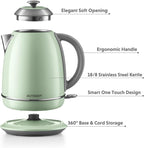 BUYDEEM K640N Stainless Steel Electric Kettle with Auto Shut-Off & Boil Dry Protection, 1.7L Cordless Hot Tea Water Boiler with Swivel Base, 1440W Fast Heating