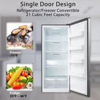 Smad Upright Freezer, Standup 21 Cu ft  Frost Free with Drawers Stainless Steel Standing Convertible Refrigerator for Garage Kitchen Use