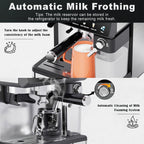 Bluebow All-in-One Espresso Machine with Grinder, 20-Bar Automatic Coffee Maker, Built-in Milk Frother for Latte & Cappuccino, Single/Double Shot