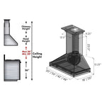 ZLINE 30 in. Wooden Wall Mount Range Hood in Black - Includes Motor