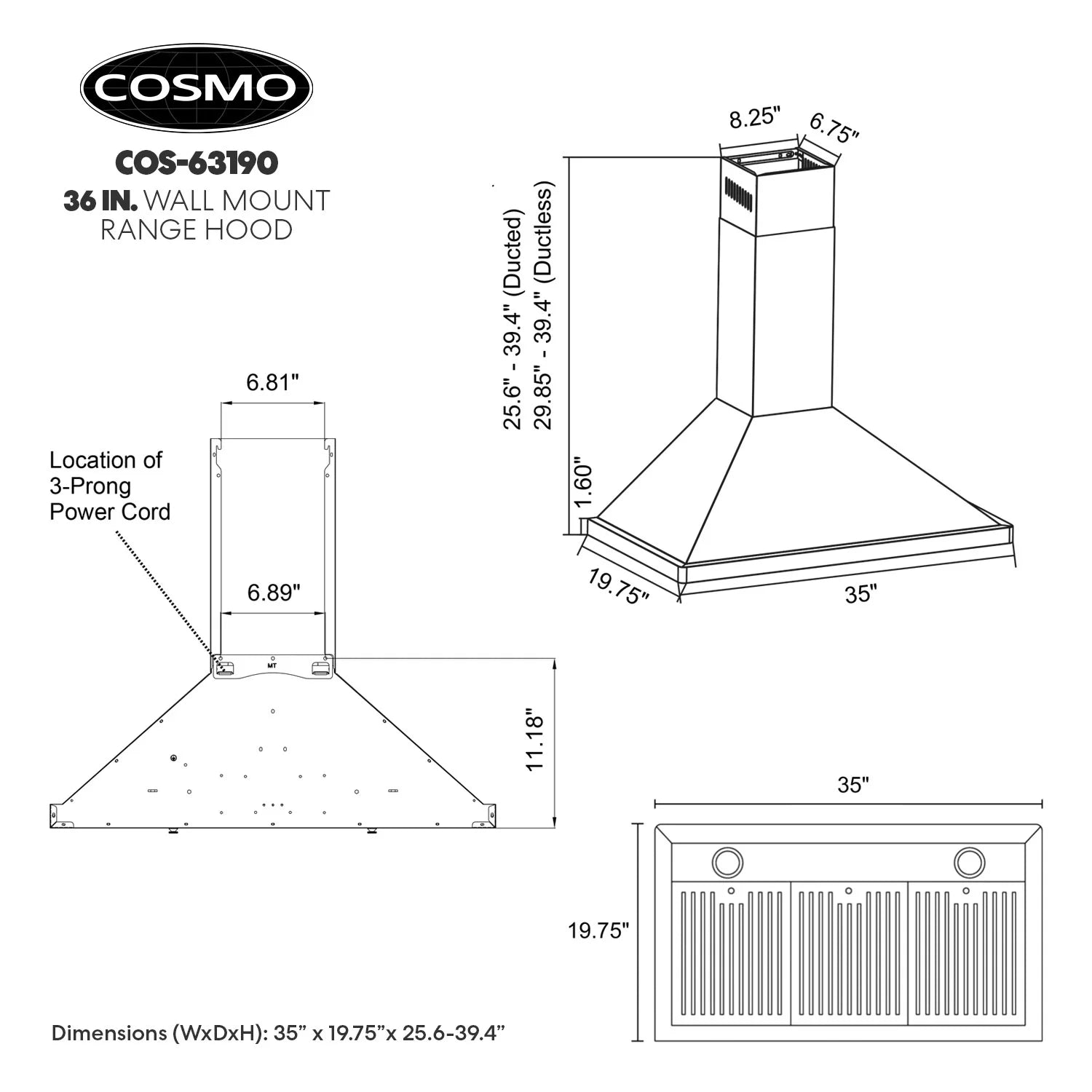 Cosmo 30 in. Ducted Range Hood in Stainless Steel with Touch Controls, LED Lighting and Permanent Filters