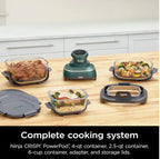 Ninja Crispi 5-in-1 Portable Glass Air Fryer Cooking System FN103BF, British Racing Green with Soft Gold Trim, 1500W, New